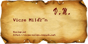 Vicze Milán névjegykártya