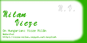 milan vicze business card